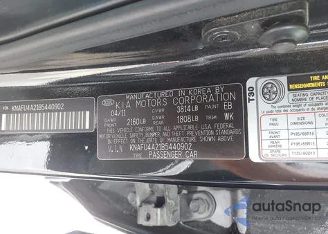 2011 Kia Forte Ex from USA, damaged, VIN KNAFU4A21B5440902